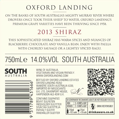 OXFORD LANDING ESTATES SHIRAZ 0.75 LTR.-0