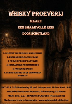 WHISKY PROEVERIJ 28 MEI 2026 MAARN